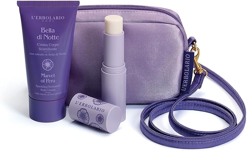 L'Erbolario Bella Di Notte Glitter Mini Cosmetic Bag 75ml + Solid Fragrance 9g + Beauty - Limited Edition - Sw