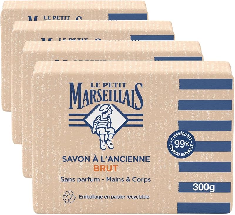 Le Petit Marseillais | Ancienne Brut Soap Unscented (300g loaf) – Solid hand & body soap with 99% ingredients 
