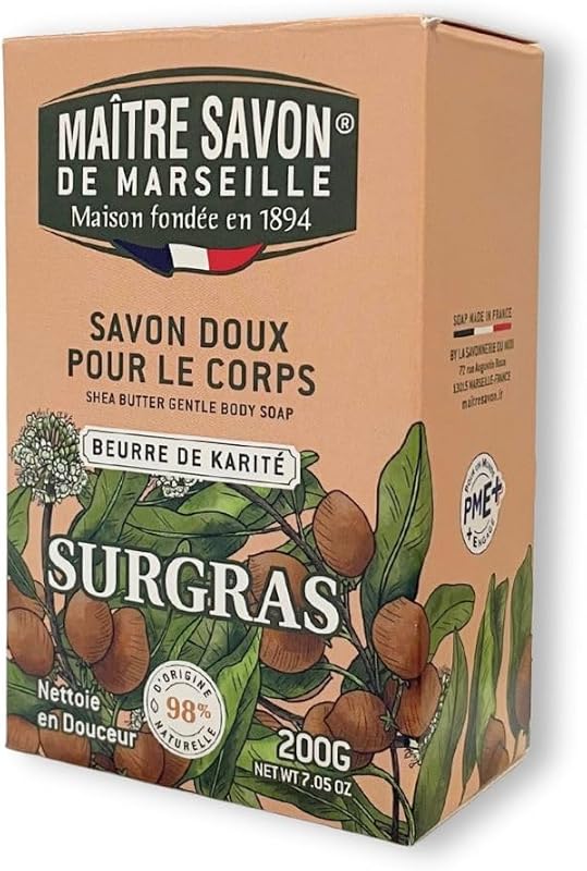 Maître Savon de Marseille – Gentle Soap for Body & Hands with Shea Butter – 200 g – 98% Natural Origin – Veget