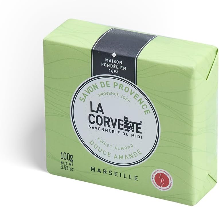 La Corvette, Sublime Solid Soap Surgras Sweet Almond – 100 g – Scented Hand and Body Soap – Vegetable Oils