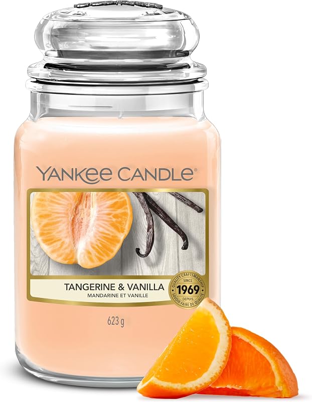 Yankee Candle Scented Candle | Mandarin & Vanilla Large Jar | Long Burn Time Candles for up to 150 Hours | Per