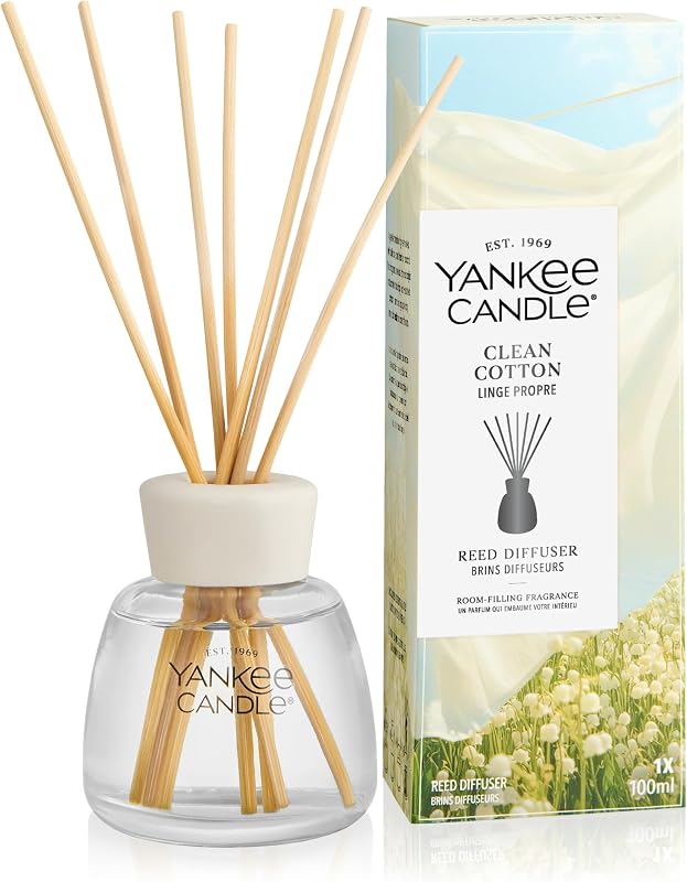 Yankee Candle Diffuseur à bâtonnets | Coton Propre | Pour petits à moyens espaces | Jusqu'à 10 semaines de par