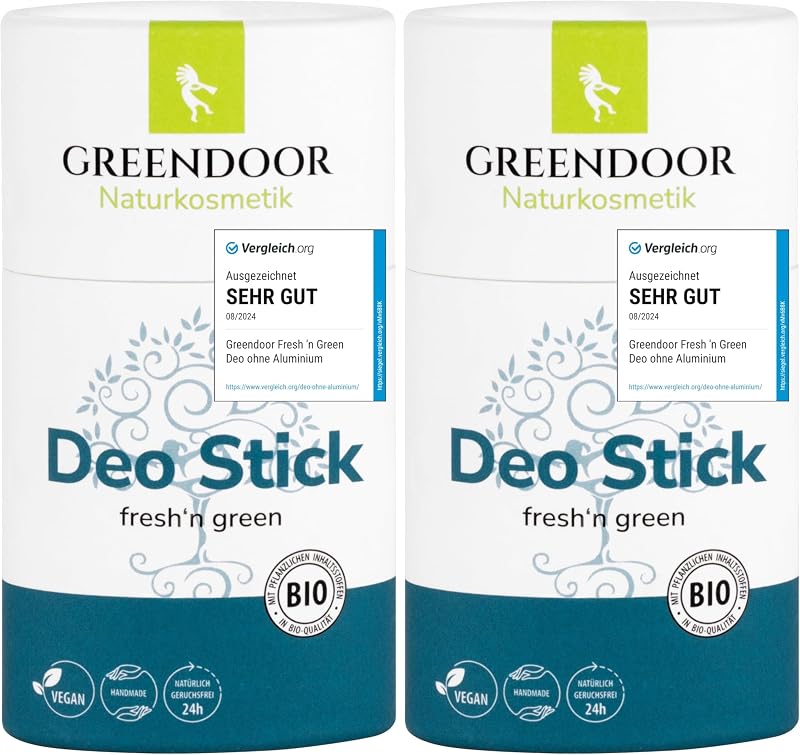 GREENDOOR Deodorant stick fresh'n green 50g, solid deodorant with fresh fragrance, safe and long-lasting deodo