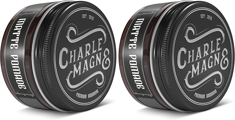 Charlemagne Matte Hair Pomade for Men - 100ml, Leather Scent - Water Based Styling Cream for Men - Made in Ger