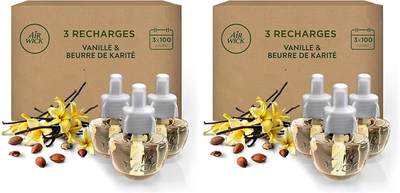 Air Wick Home Deodorant Refill Diffuser Vanilla and Shea Butter – 3 x 19 ml (Pack of 2)