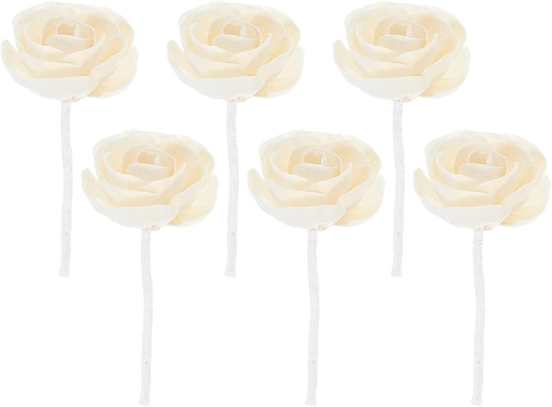 TOPBATHY 6 Pièces Bâtonnets Diffuseurs de Parfum Floral en Corde de Coton avec Fleurs Artificielles, Diffusion